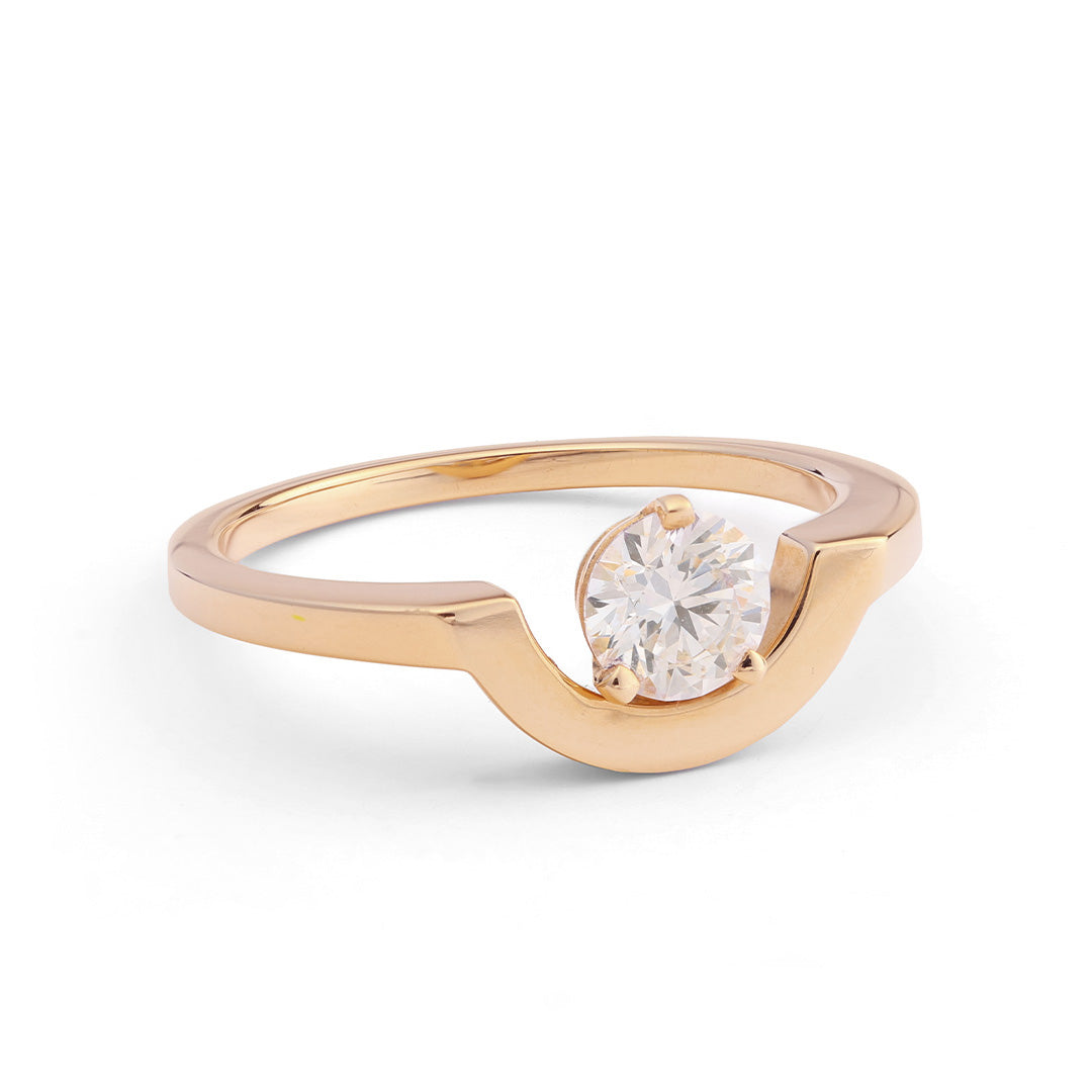 Bague Intrépide petit arc 0.5ct - Or rose 18k - diamant éthique - Loyale Paris