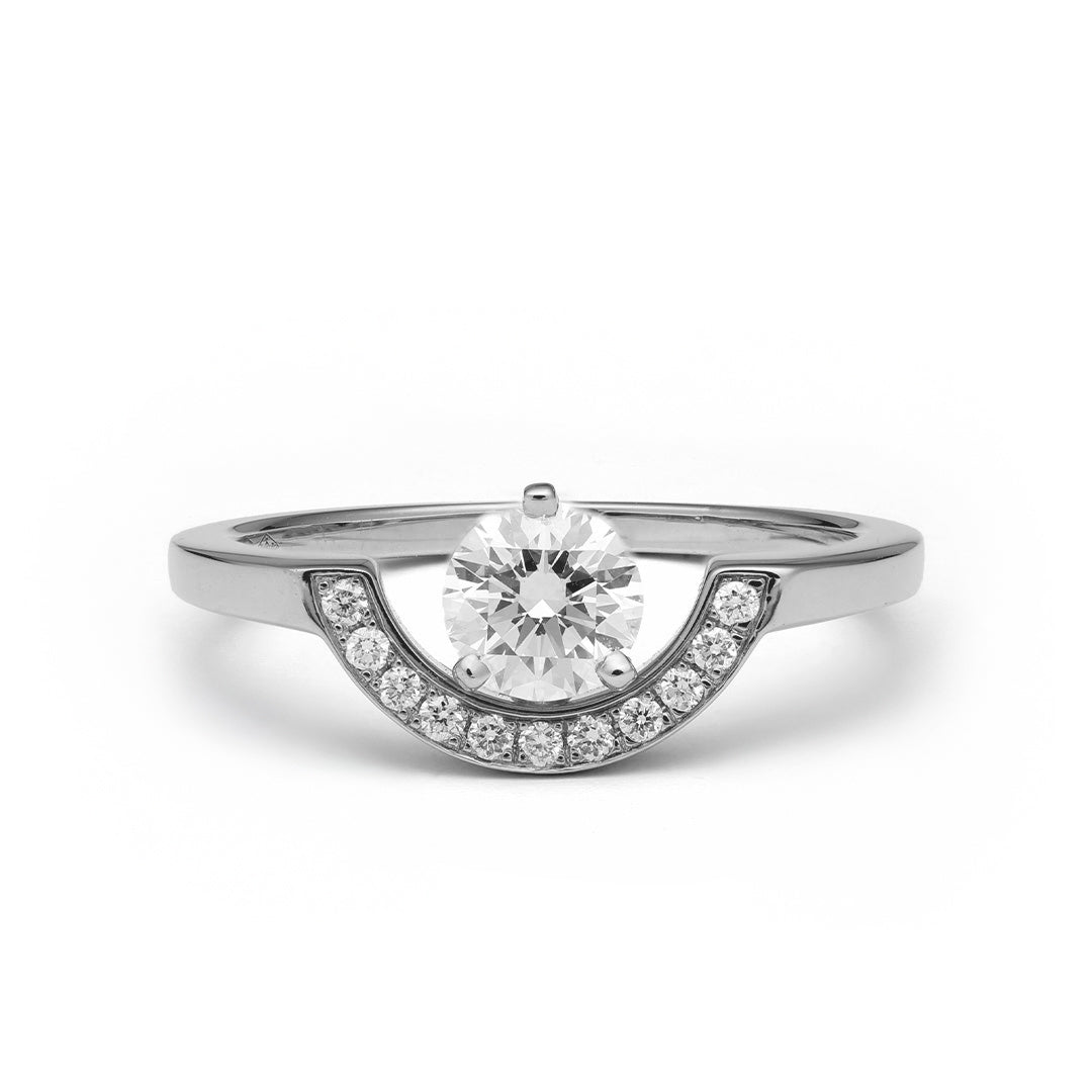 Bague Intrépide petit arc 0.5ct pavée - Or blanc 18k - diamant éthique - Loyale Paris