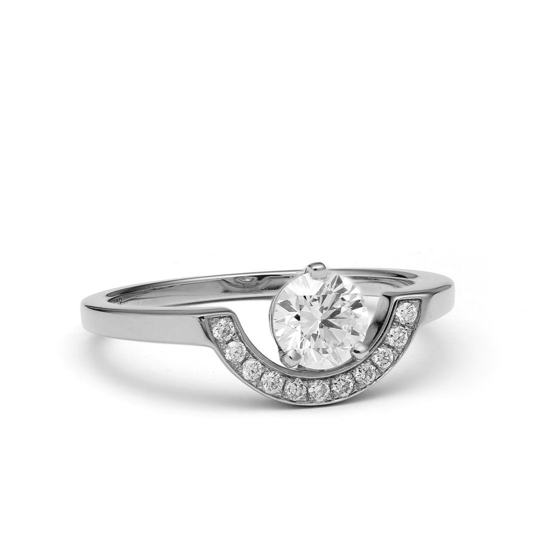 Bague Intrépide petit arc 0.5ct pavée - Or blanc 18k - diamant éthique - Loyale Paris