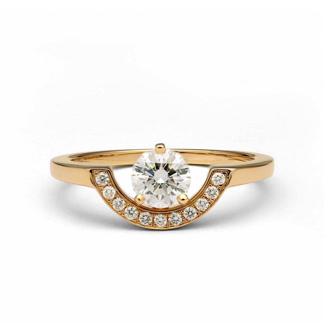 Bague Intrépide petit arc 0.5ct pavée - Or jaune 18k - diamant éthique - Loyale Paris
