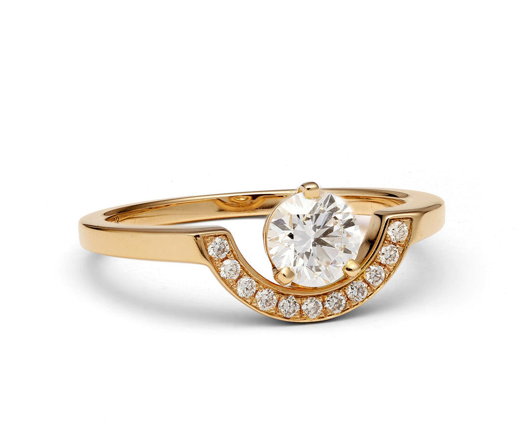 Bague Intrépide petit arc 0.5ct pavée - Or jaune 18k - diamant éthique - Loyale Paris