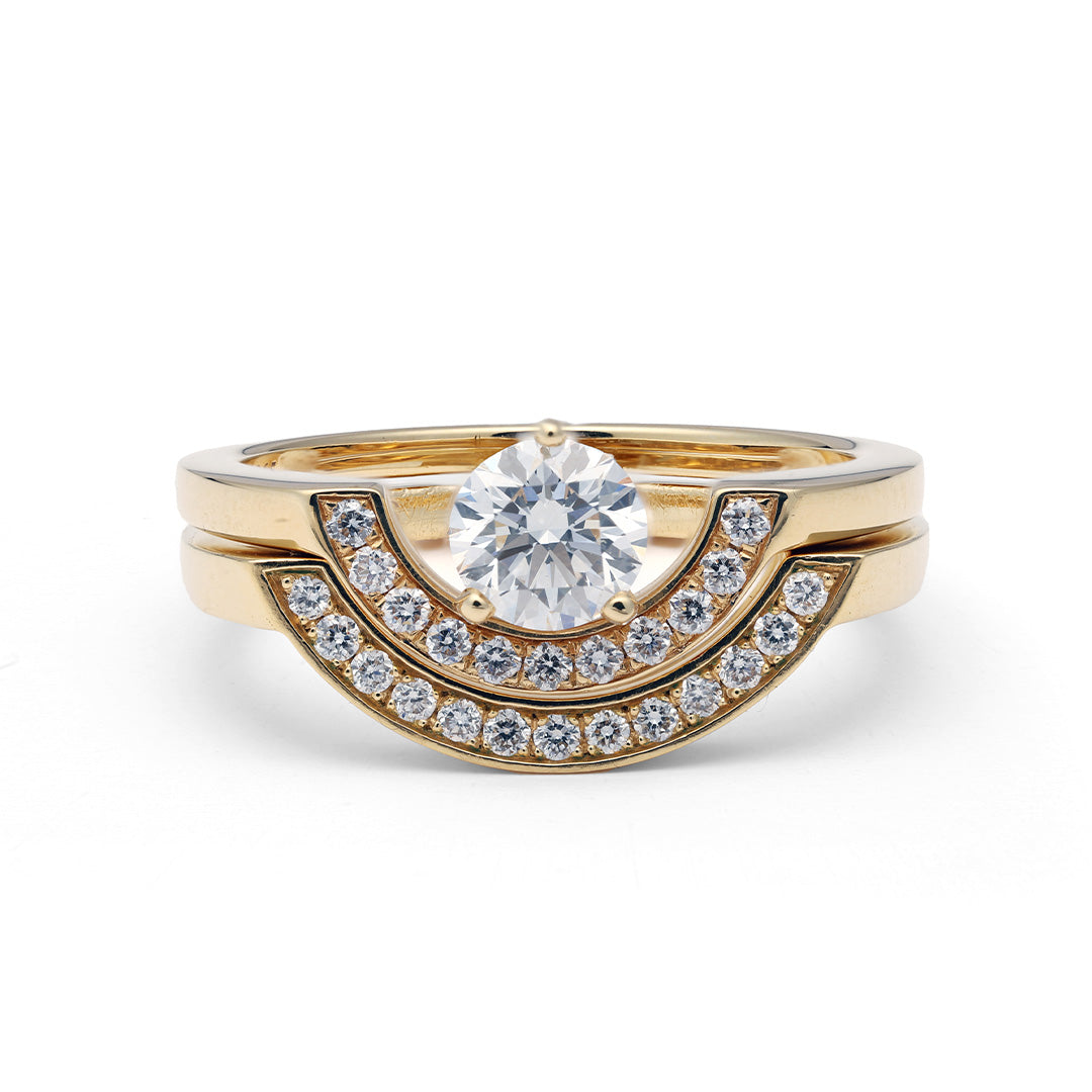 Bague Intrépide petit arc 0.5ct pavée - Or jaune 18k - diamant éthique - Loyale Paris