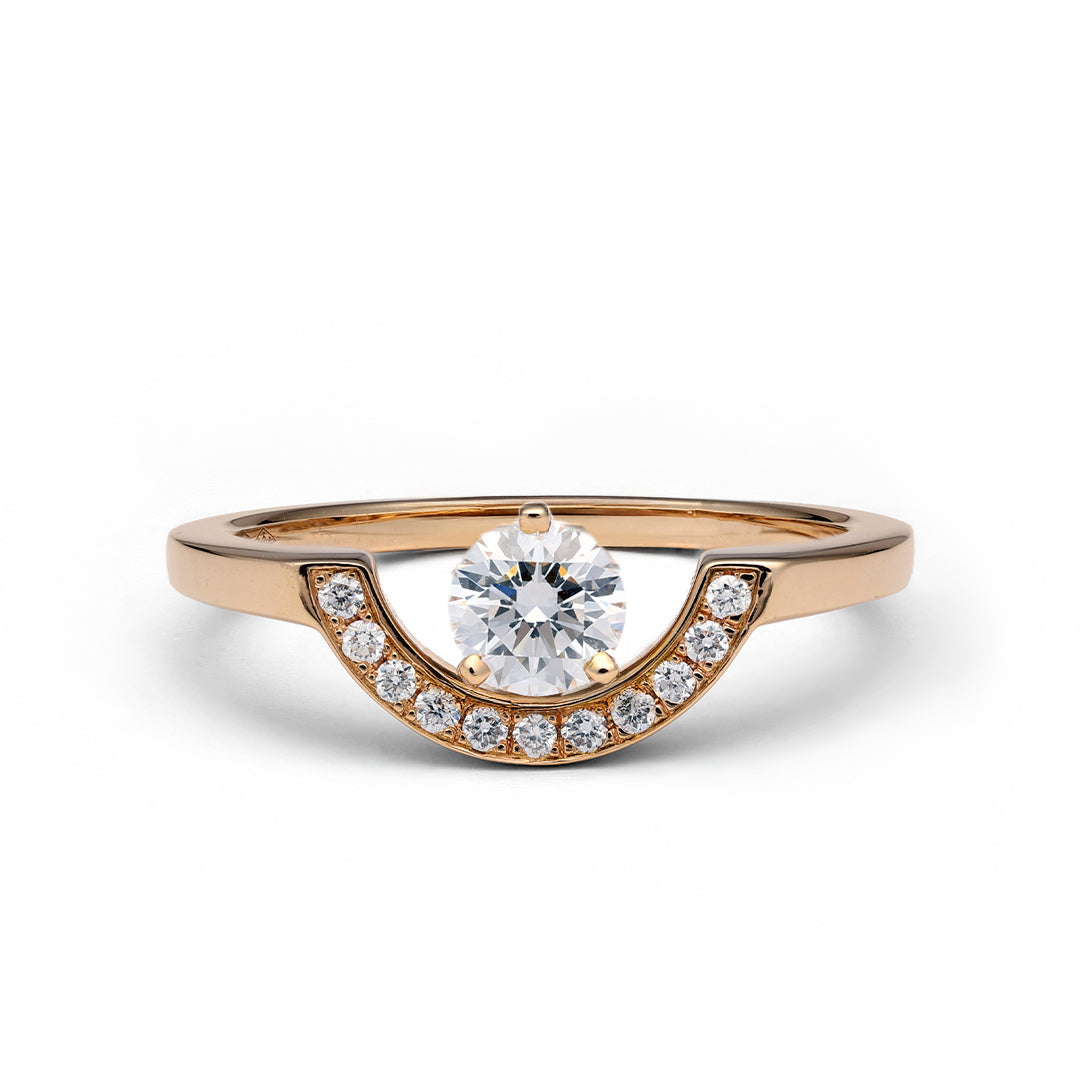 Bague Intrépide petit arc 0.5ct pavée - Or rose 18k - diamant éthique - Loyale Paris