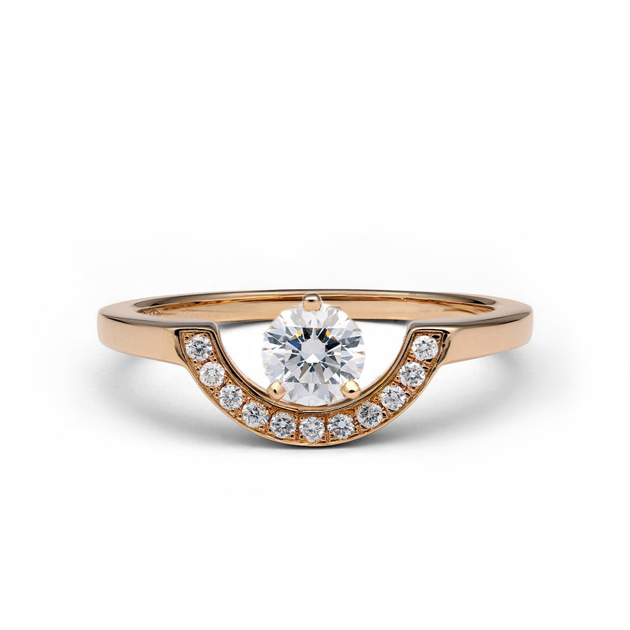 Bague Intrépide petit arc 0.5ct pavée - Or rose 18k - diamant éthique - Loyale Paris