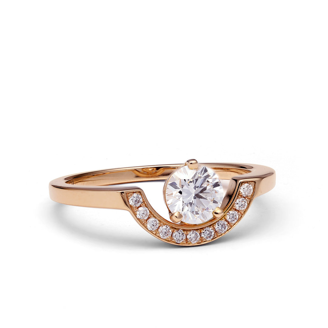 Bague Intrépide petit arc 0.5ct pavée - Or rose 18k - diamant éthique - Loyale Paris