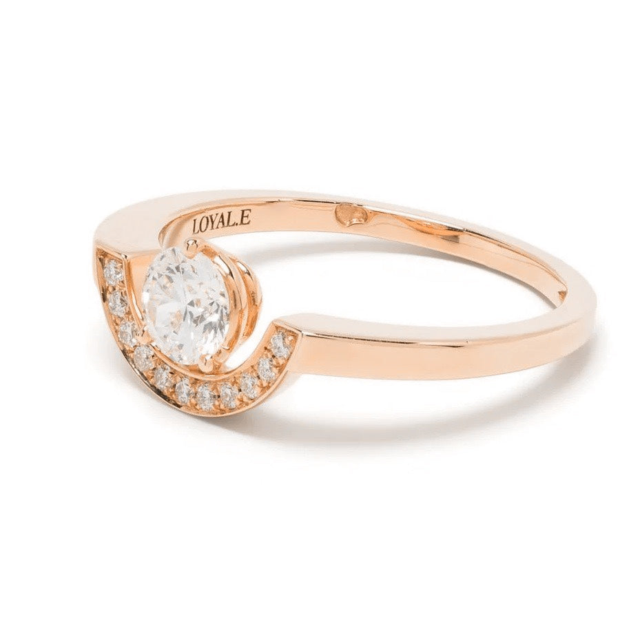 Bague Intrépide petit arc 0.5ct pavée - Or rose 18k - diamant éthique - Loyale Paris