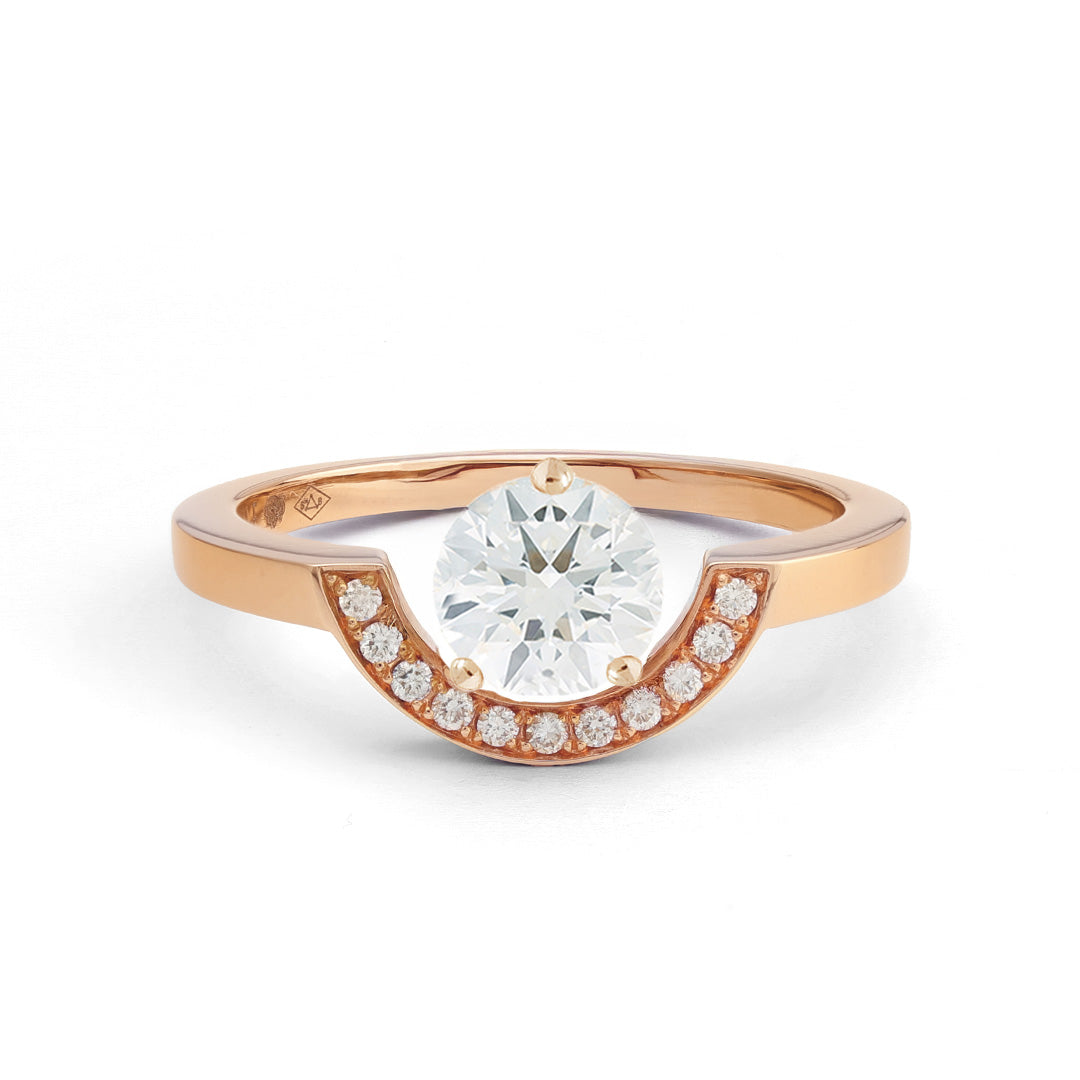 Bague Intrépide petit arc 1.5ct pavée - Or rose 18k - diamant éthique - Loyale Paris