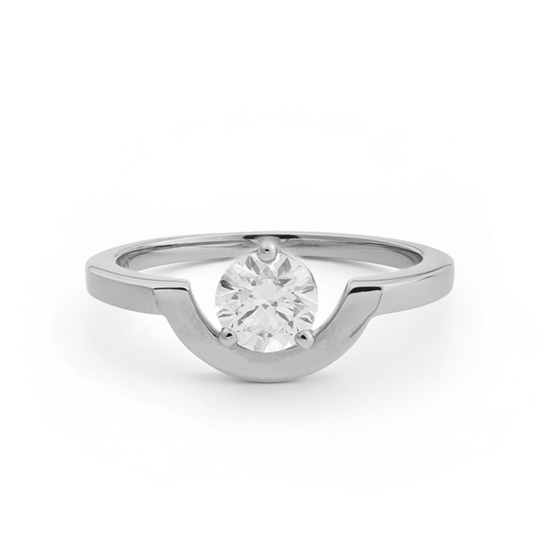 Bague Intrépide petit arc 1ct - Or blanc 18k - diamant éthique - Loyale Paris
