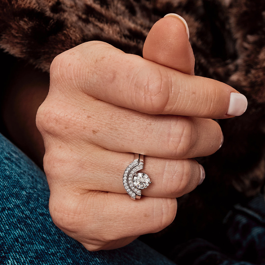 Bague Intrépide petit arc 1ct - Or blanc 18k - diamant éthique - Loyale Paris