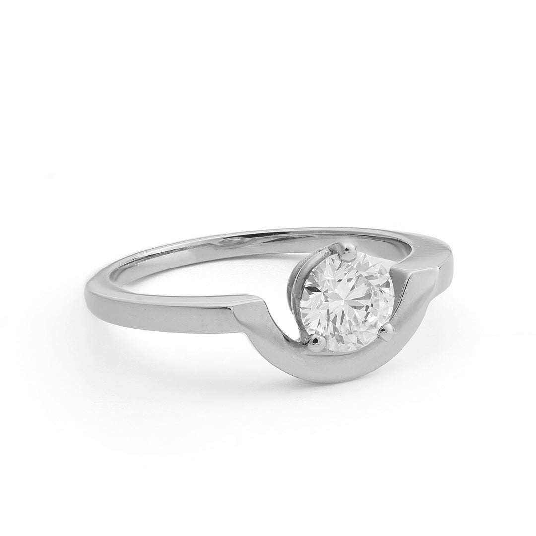 Bague Intrépide petit arc 1ct - Or blanc 18k - diamant éthique - Loyale Paris