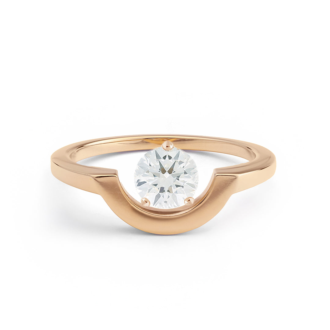 Bague Intrépide petit arc 1ct - Or rose 18k - diamant éthique - Loyale Paris