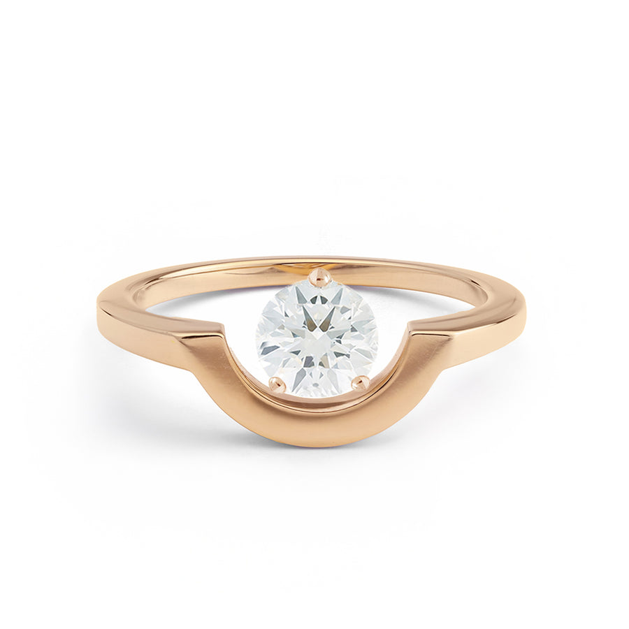 Bague Intrépide petit arc 1ct - Or rose 18k - diamant éthique - Loyale Paris