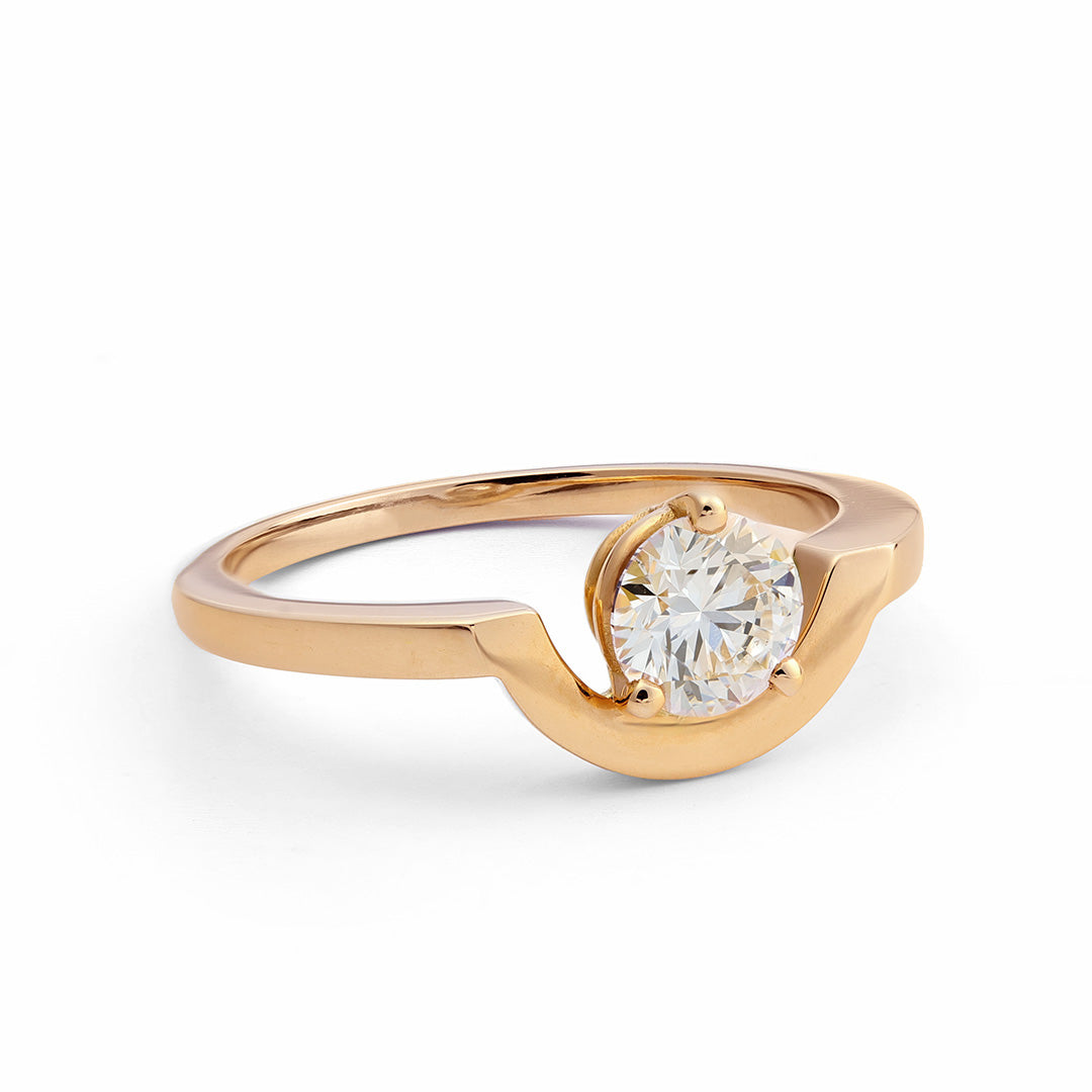Bague Intrépide petit arc 1ct - Or rose 18k - diamant éthique - Loyale Paris