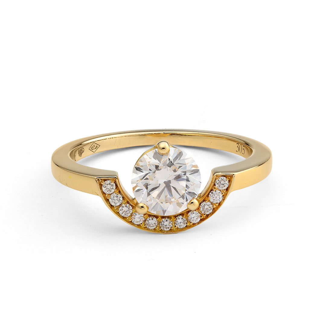 Bague Intrépide petit arc 1ct pavée