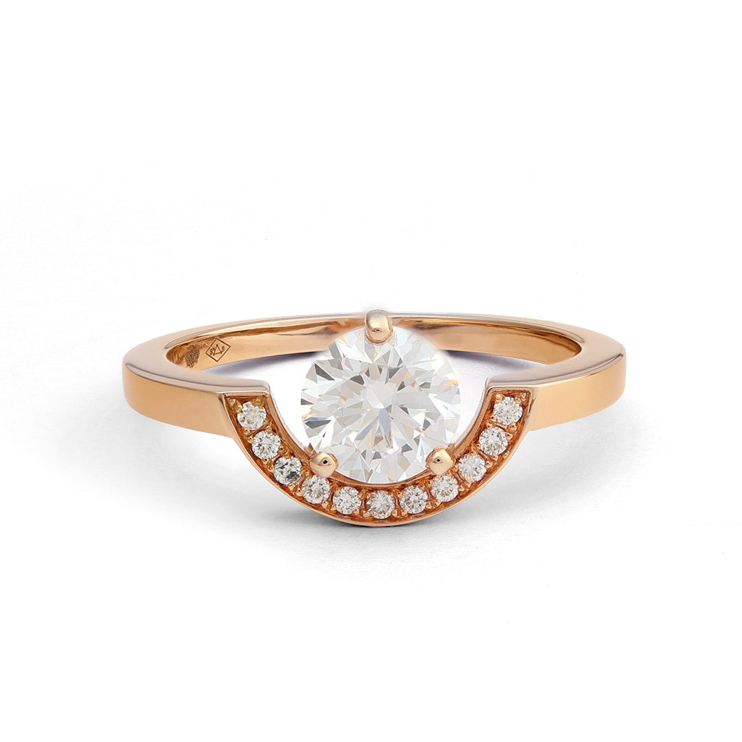 Bague Intrépide petit arc 1ct pavée - Or rose 18k - diamant éthique - Loyale Paris