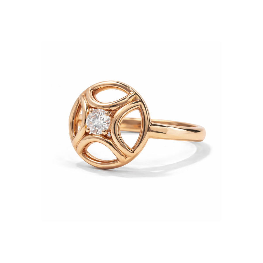 Bague Perpétuel.le 0,25 ct en or rose 18 k avec diamant éthique création de la maison Loyal.e Paris