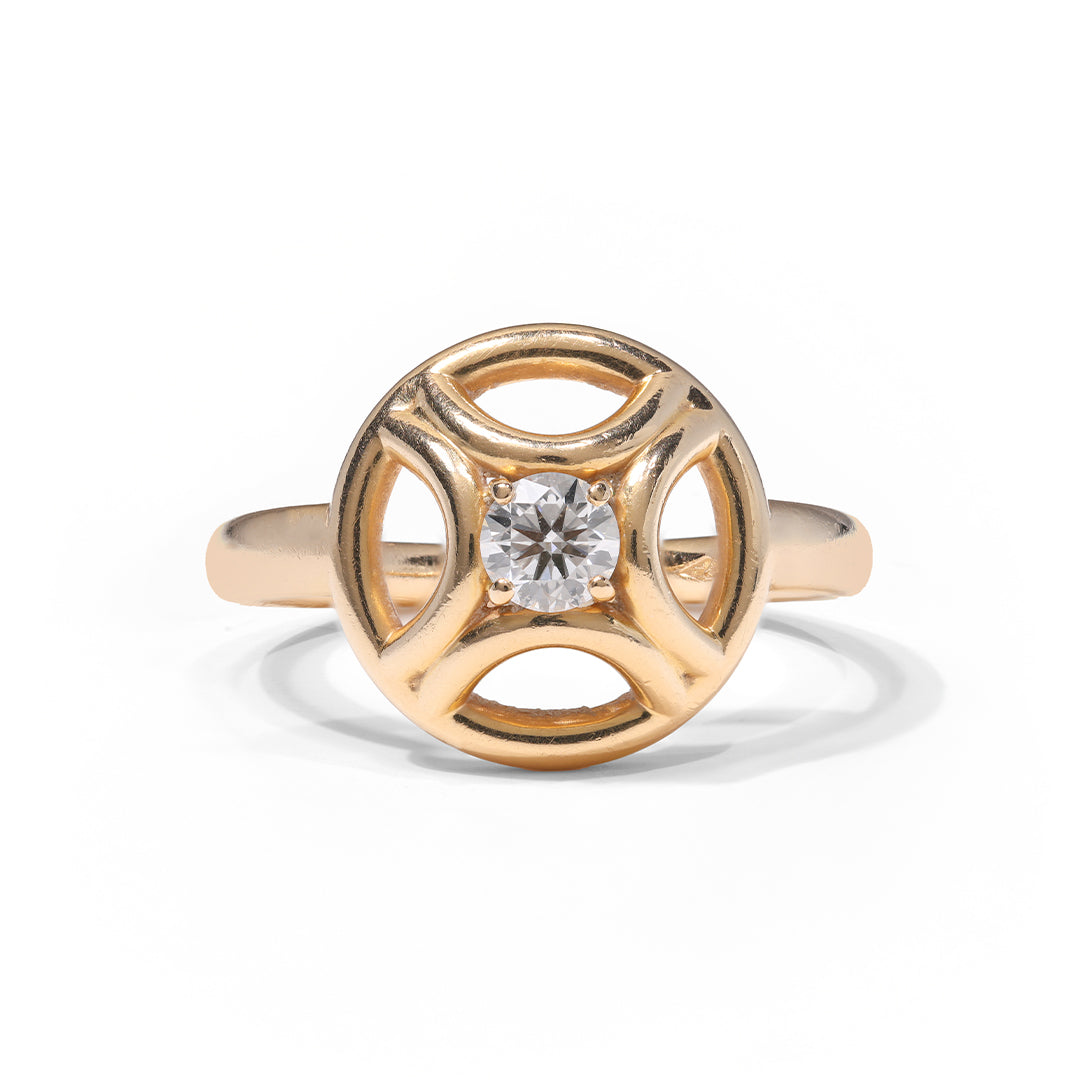 Bague Perpétuel.le 0,25 ct en or rose 18 k avec diamant éthique création de la maison Loyal.e Paris