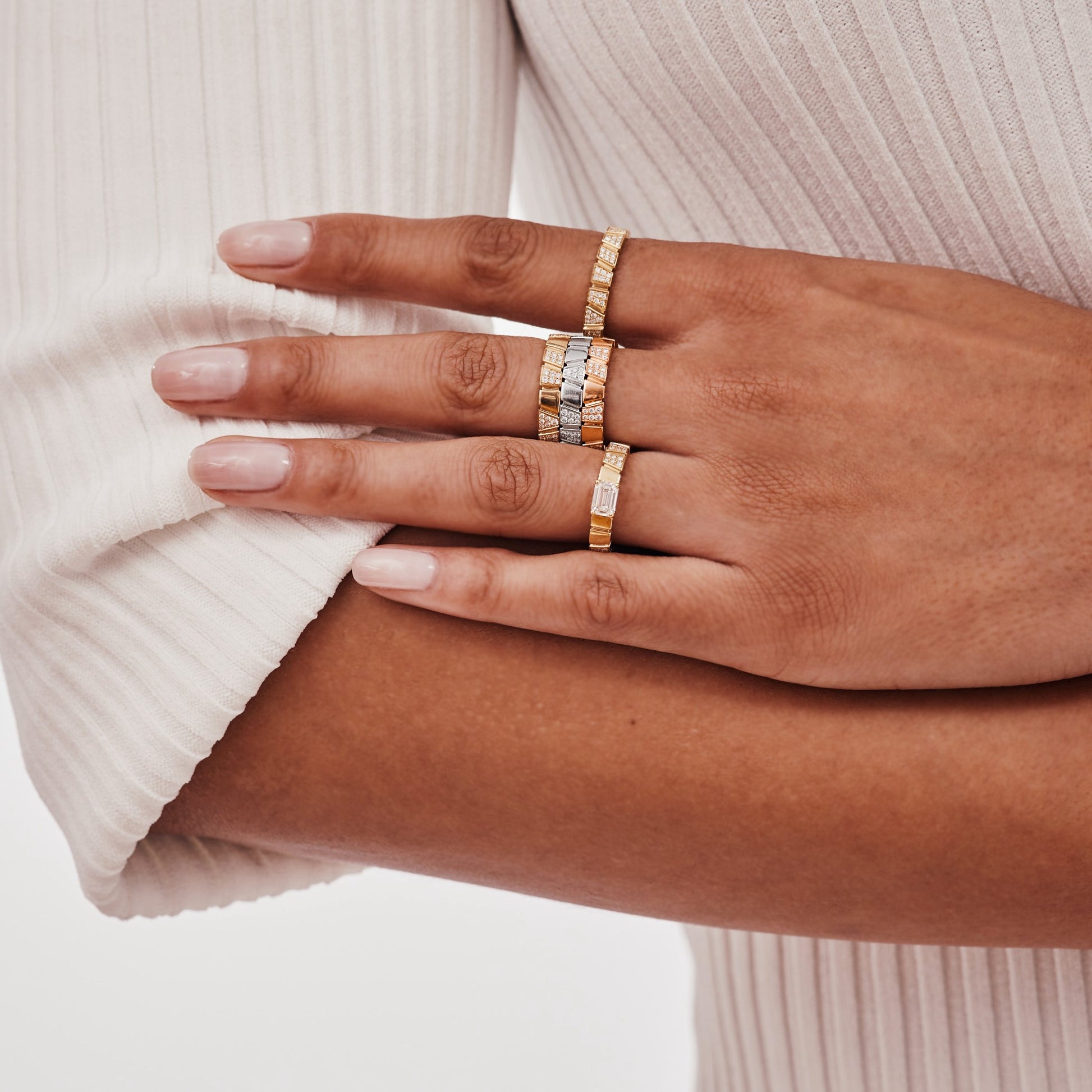 Bague Ride & Love pavée - Or blanc 18k - diamant éthique - Loyale Paris