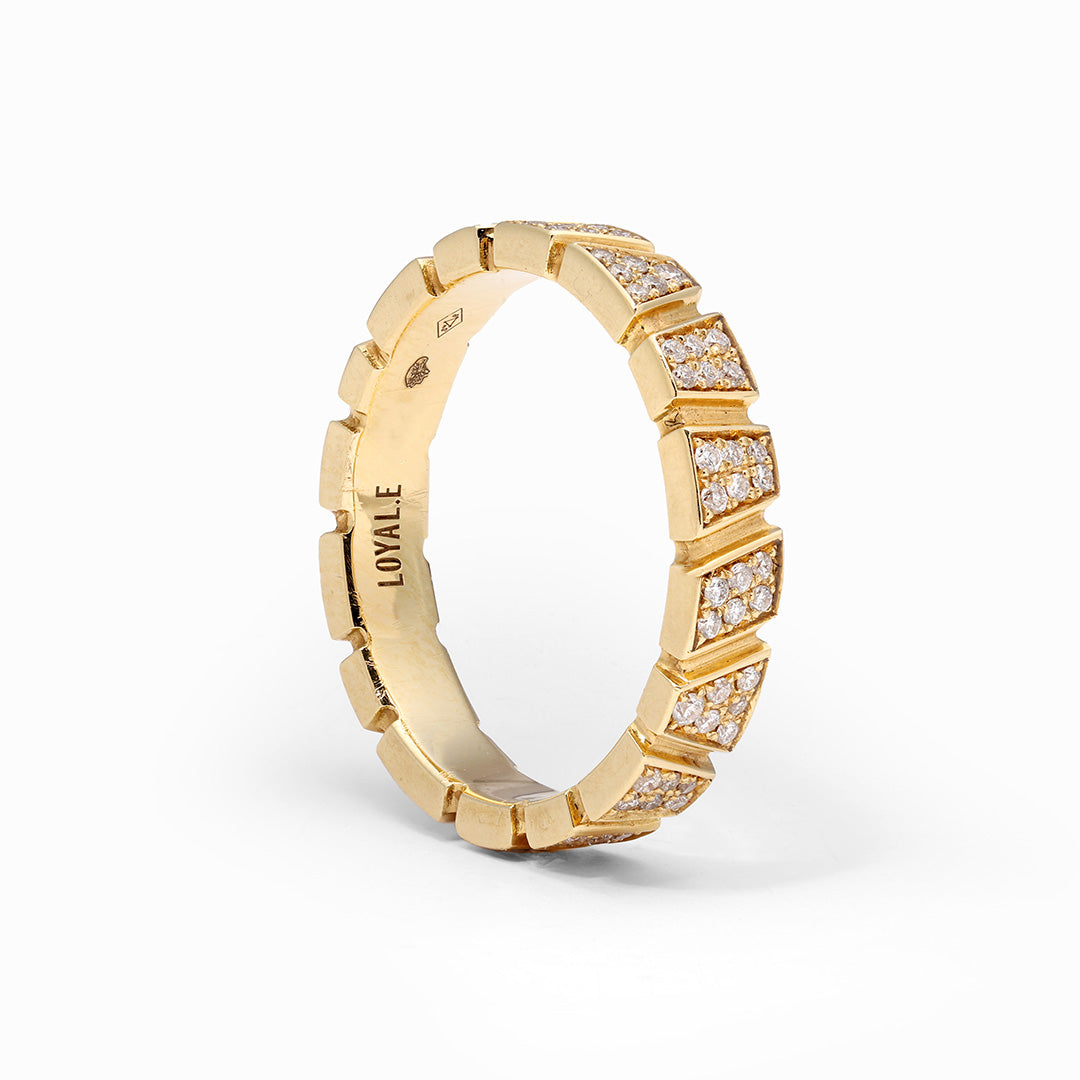 Bague Ride & Love pavée - Or jaune 18k - diamant éthique - Loyale Paris