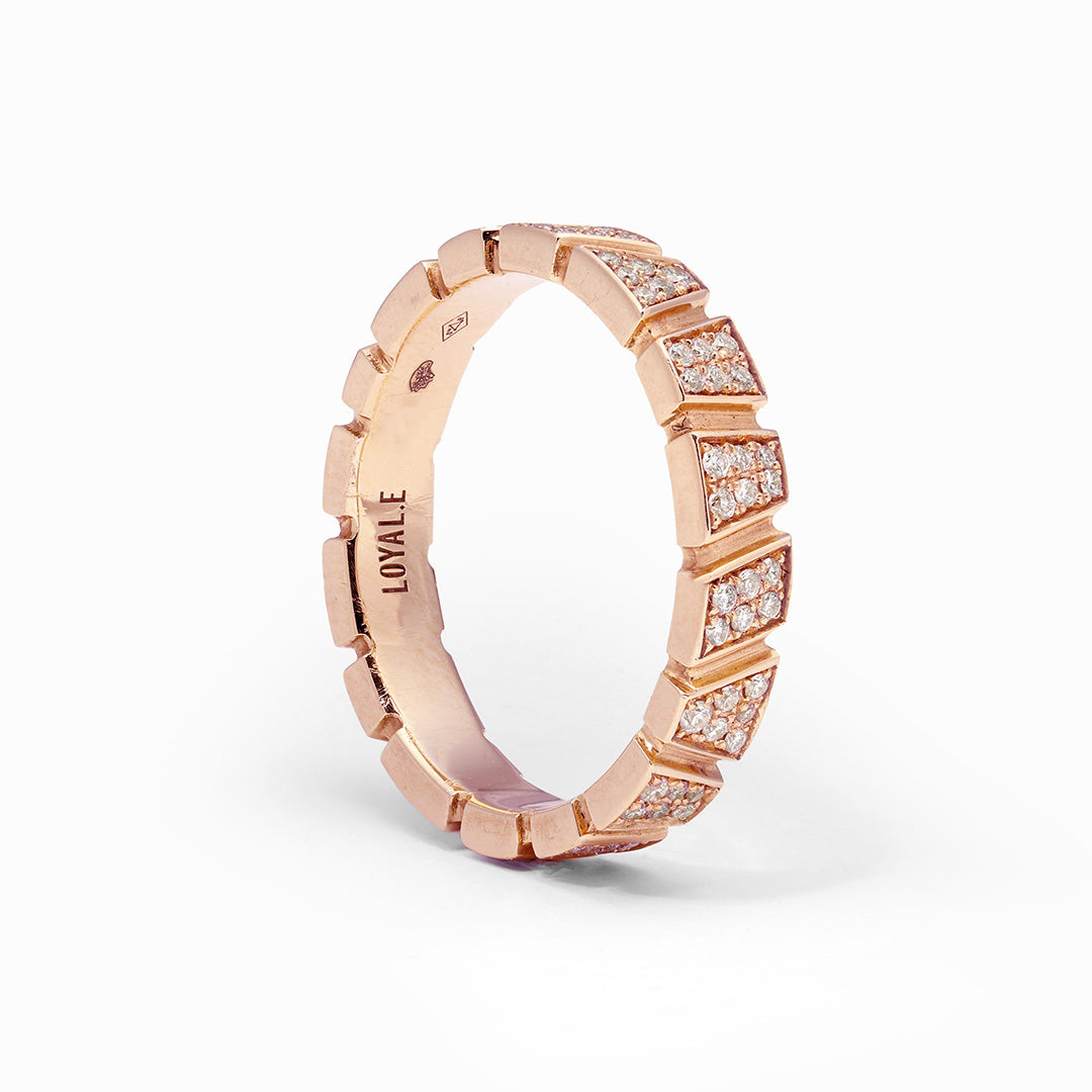 Bague Ride & Love pavée - Or rose 18k - diamant éthique - Loyale Paris