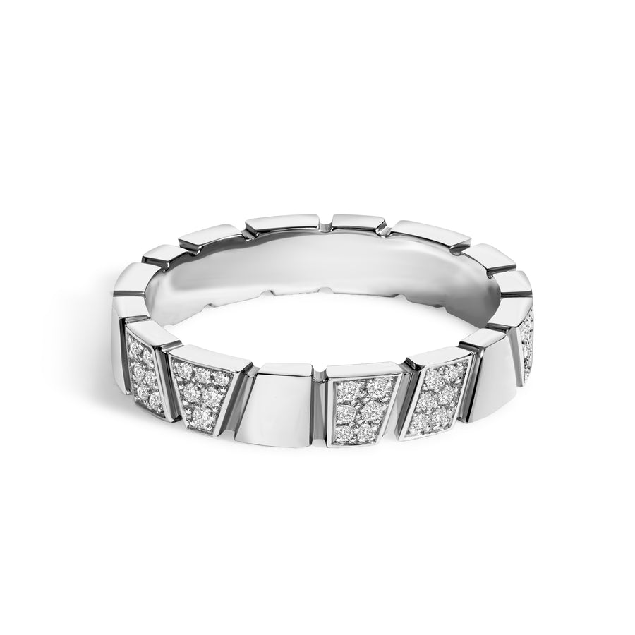 Bague Ride & Love semi-pavée - Or blanc 18k - diamant éthique - Loyale Paris