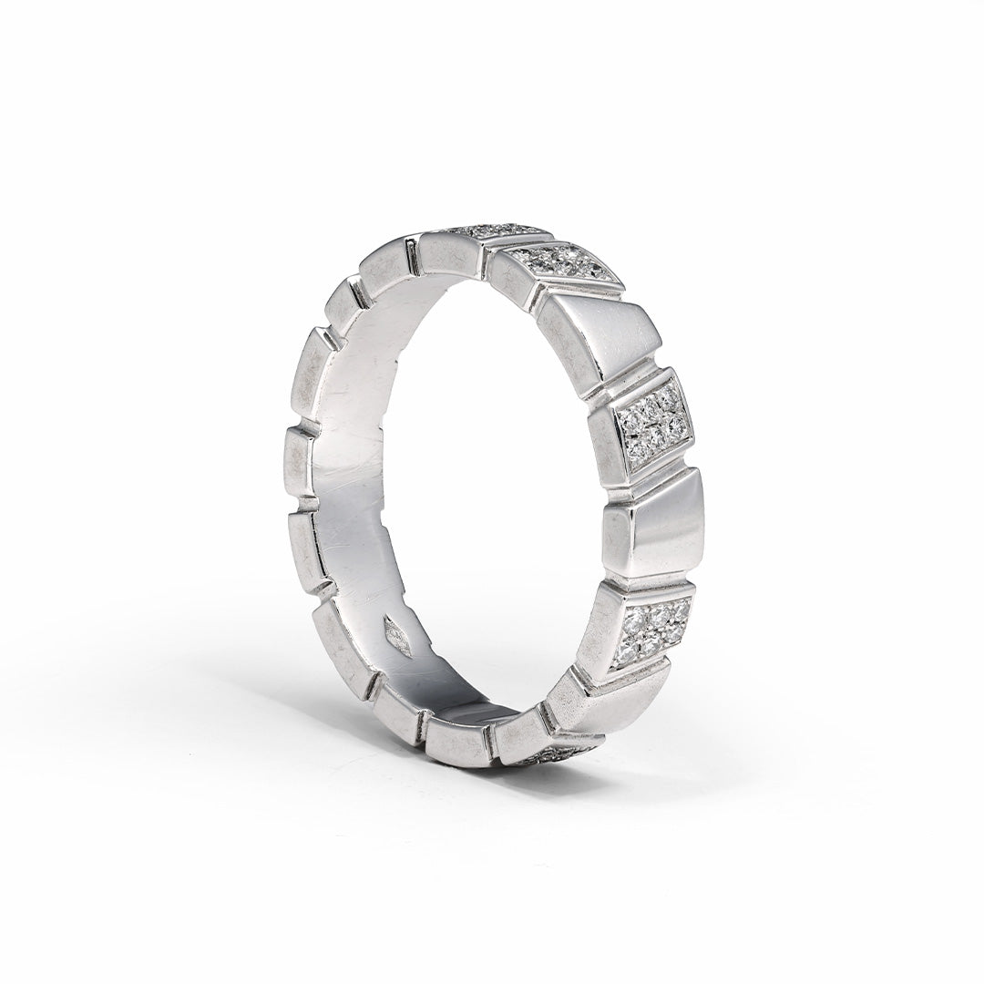 Bague Ride & Love semi-pavée - Or blanc 18k - diamant éthique - Loyale Paris