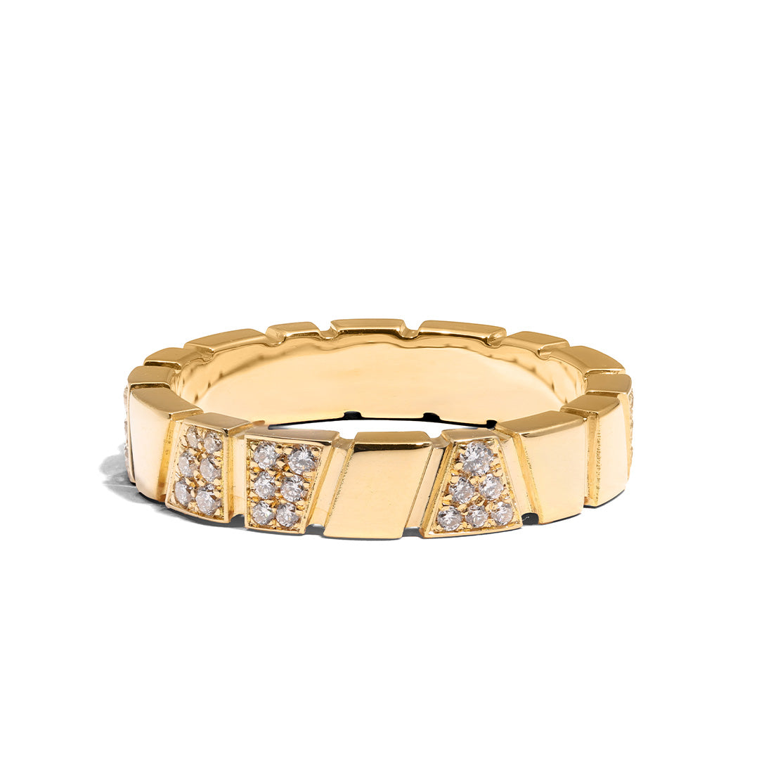 Bague Ride & Love semi-pavée - Or jaune 18k - diamant éthique - Loyale Paris