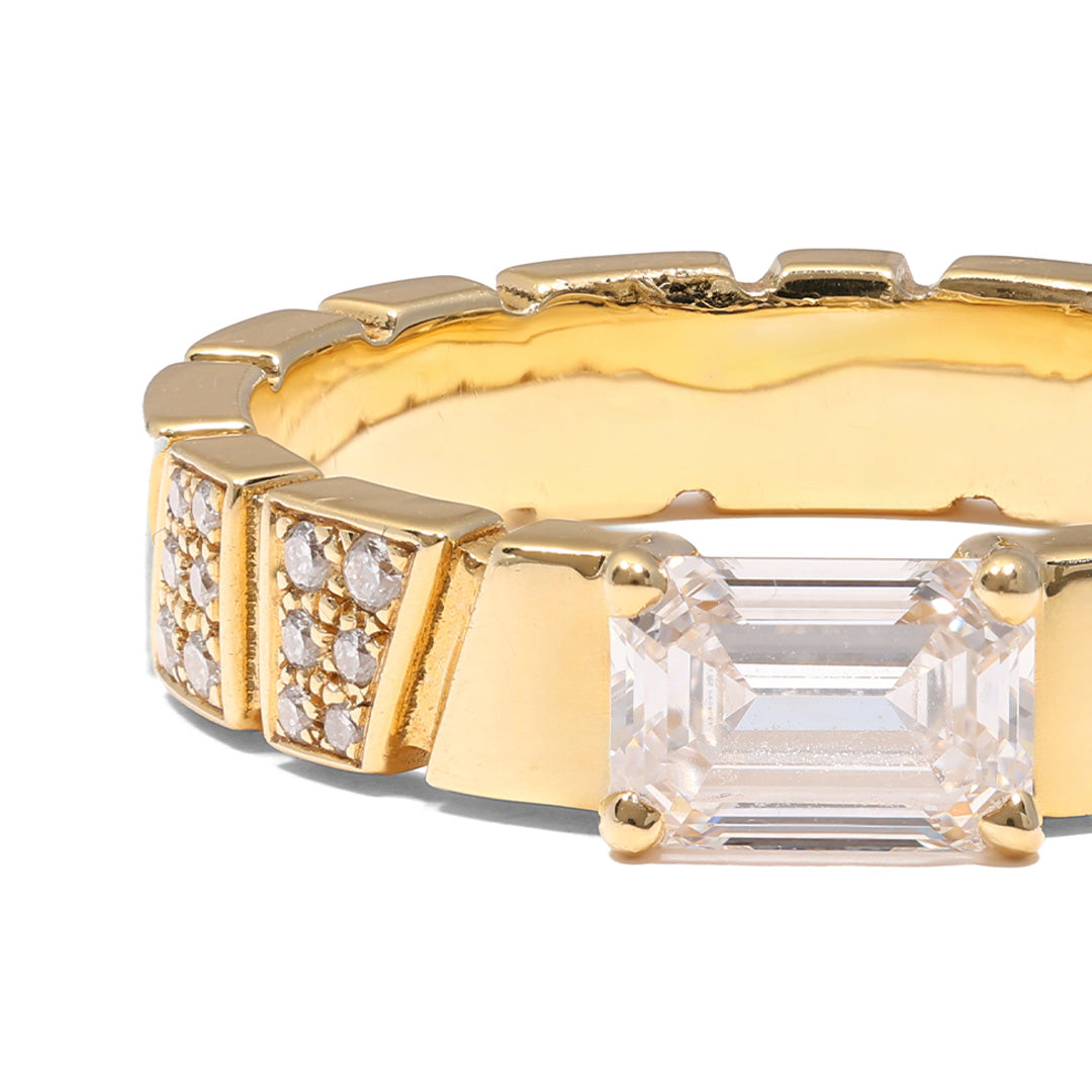 Bague Ride & Love semi-pavée 0.6ct Émeraude - Or jaune 18k - diamant éthique - Loyale Paris