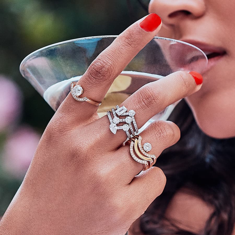 Bague Toi+Moi 0.25ct 0.35ct pavée - Or blanc 18k - diamant éthique - Loyale Paris