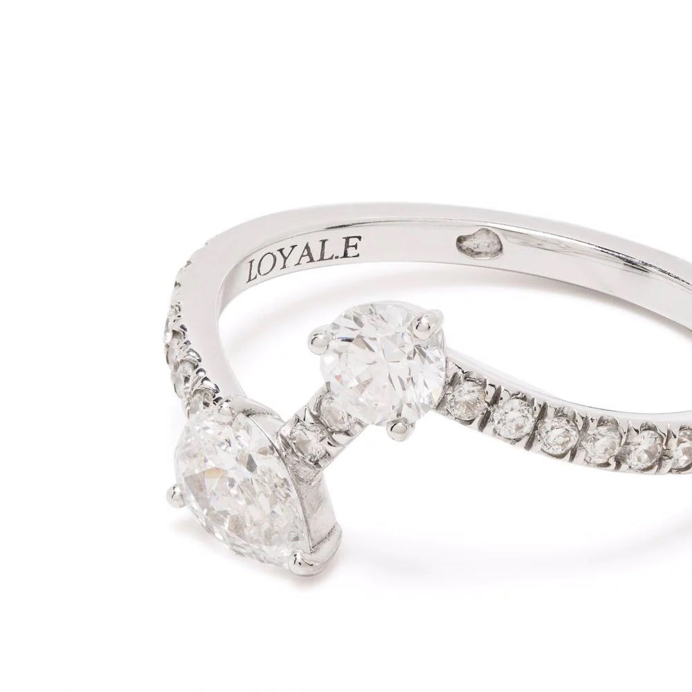 Bague Toi+Moi 0.25ct 0.35ct pavée - Or blanc 18k - diamant éthique - Loyale Paris