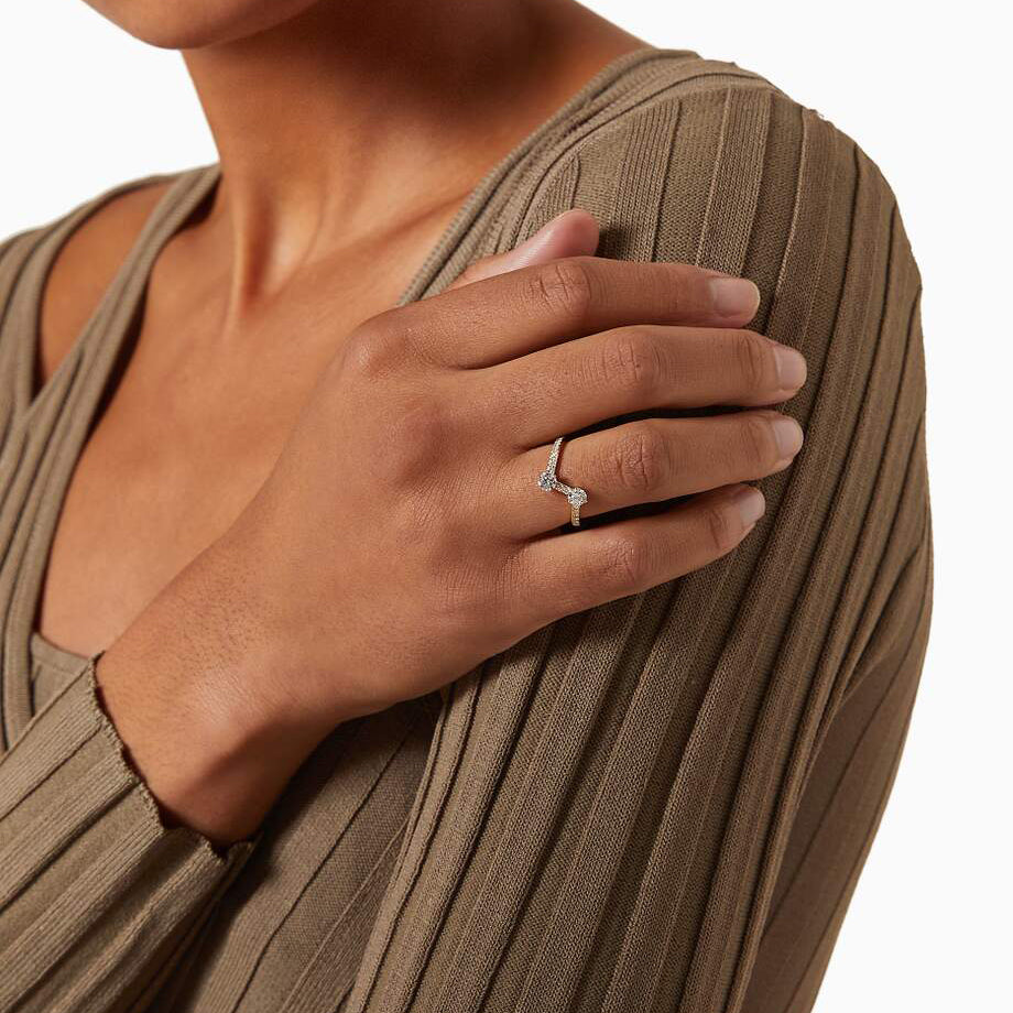 Bague Toi+Moi 0.25ct 0.35ct pavée - Or jaune 18k - diamant éthique - Loyale Paris