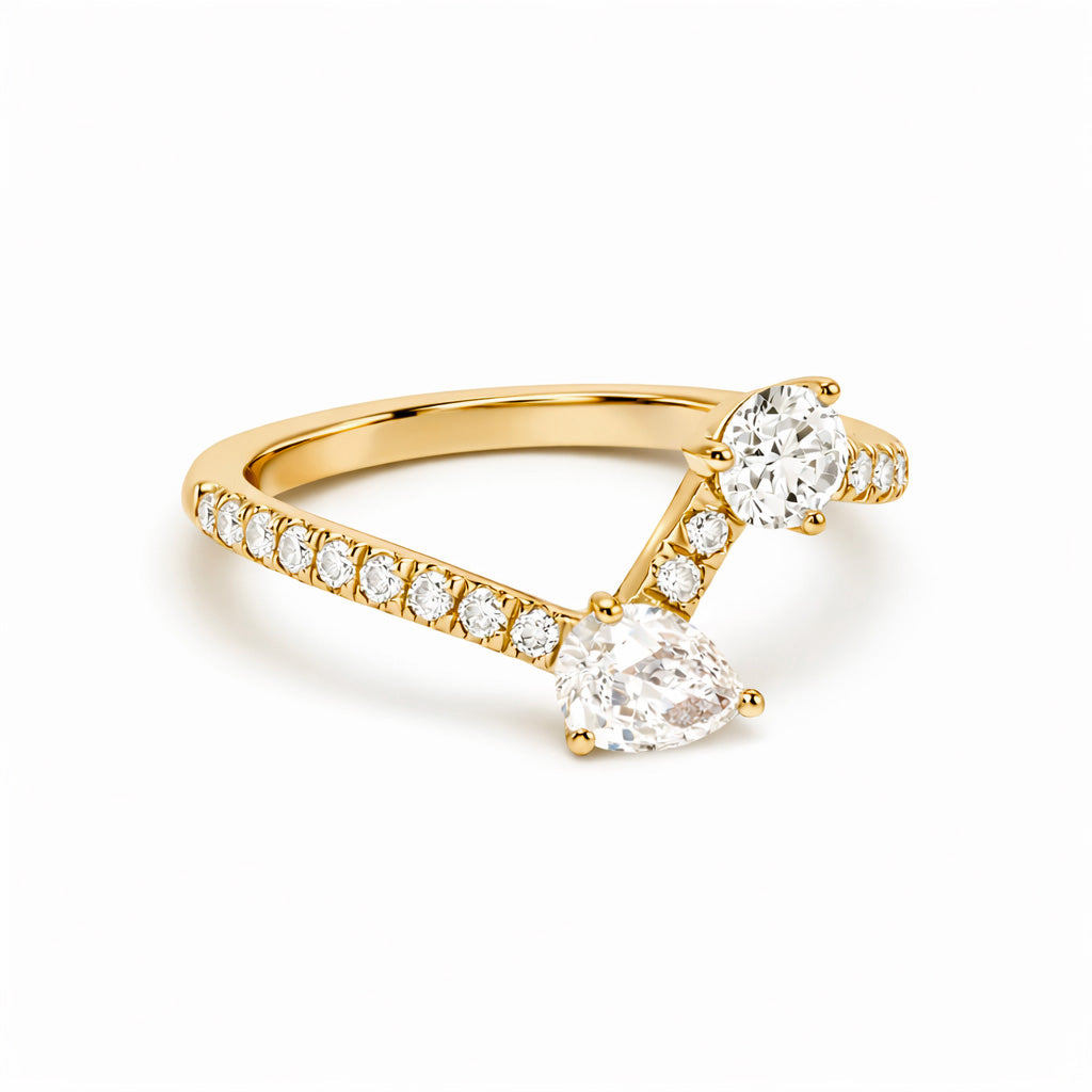 Bague Toi+Moi 0.25ct 0.35ct pavée - Or jaune 18k - diamant éthique - Loyale Paris