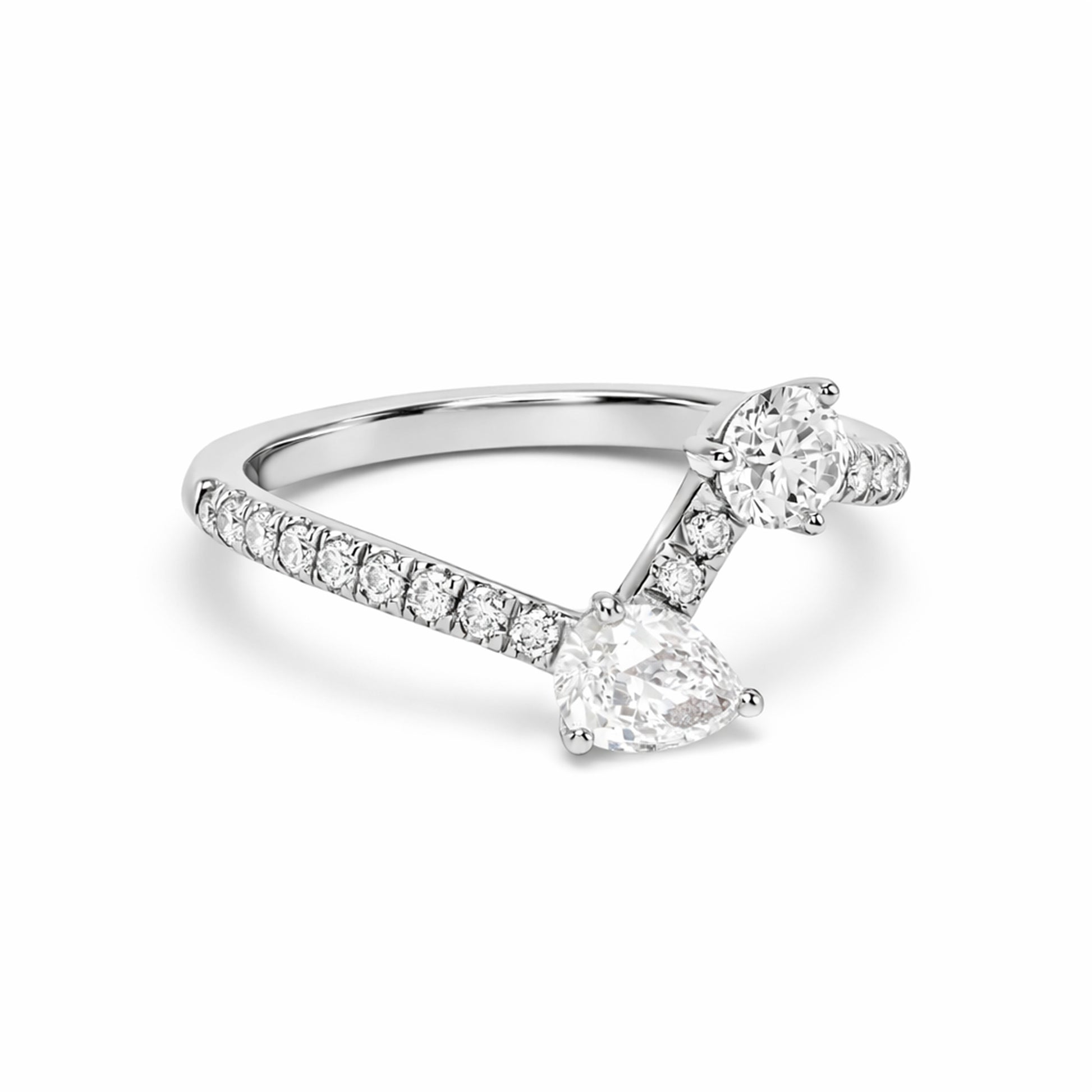 Bague Toi+Moi 0.25ct 0.35ct pavée - Or blanc 18k - diamant éthique - Loyale Paris