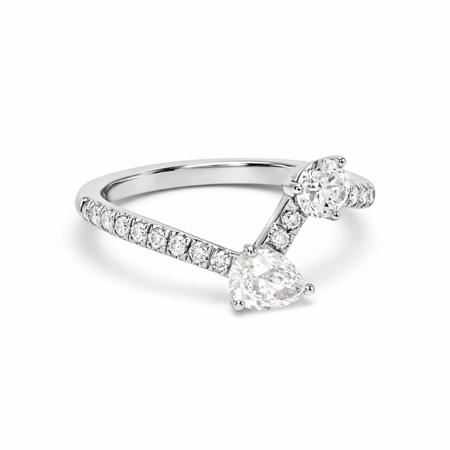 Bague Toi+Moi 0.25ct 0.35ct pavée - Or blanc 18k - diamant éthique - Loyale Paris