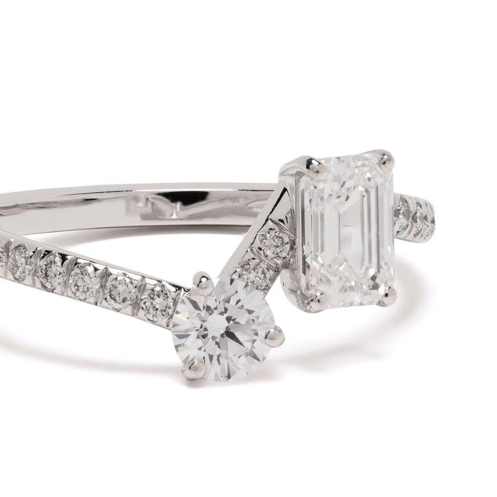 Bague Toi+Moi 0.25ct 0.6ct pavée - Or blanc 18k - diamant éthique - Loyale Paris