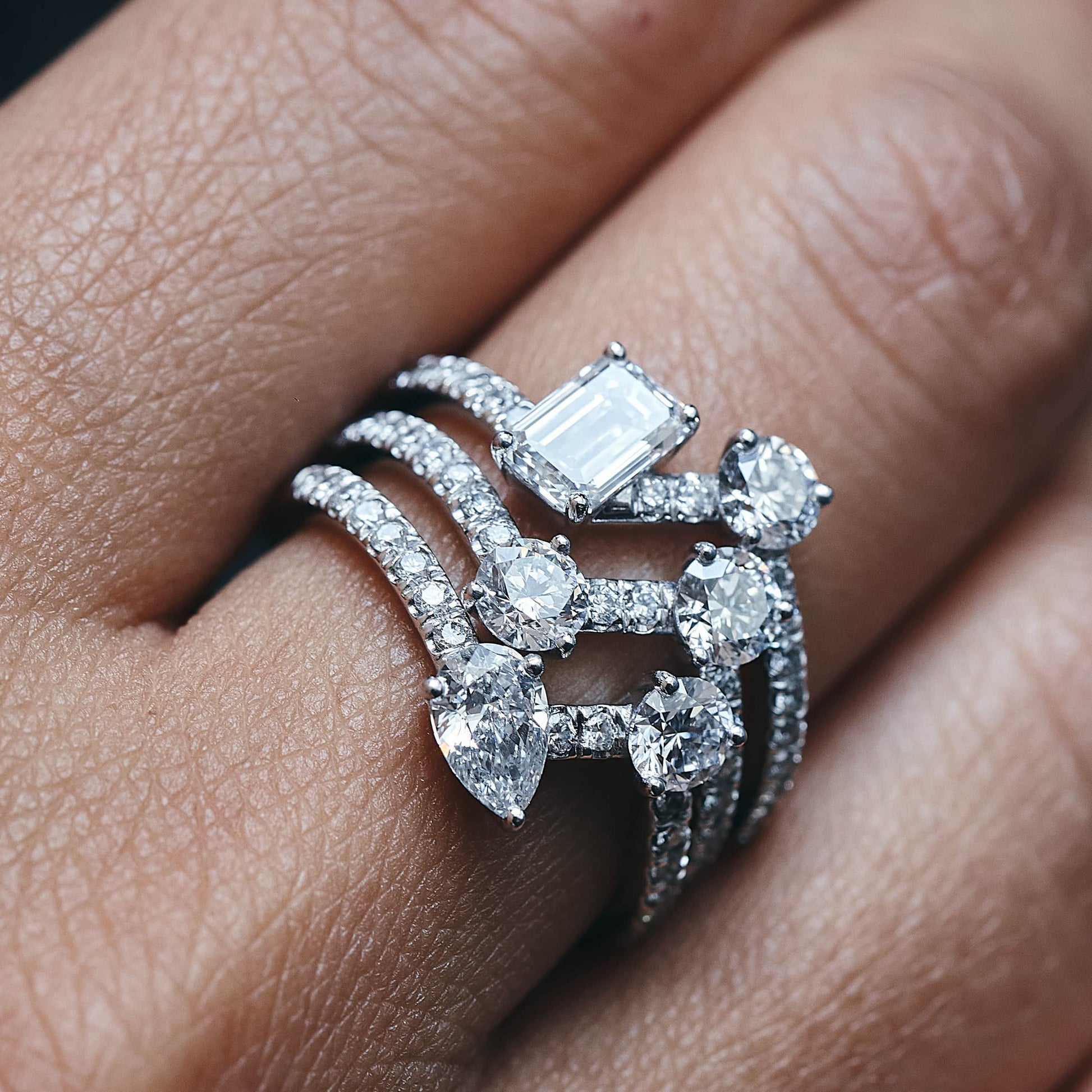 Bague Toi+Moi 0.25ct 0.6ct pavée - Or blanc 18k - diamant éthique - Loyale Paris