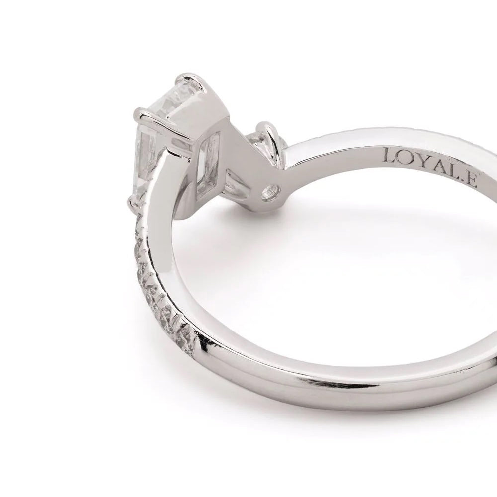 Bague Toi+Moi 0.25ct 0.6ct pavée - Or blanc 18k - diamant éthique - Loyale Paris