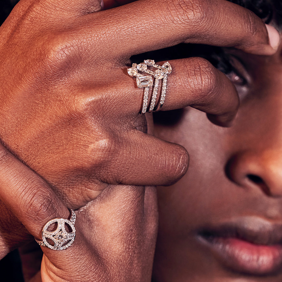 Bague Toi+Moi 0.25ct 0.6ct pavée - Or blanc 18k - diamant éthique - Loyale Paris