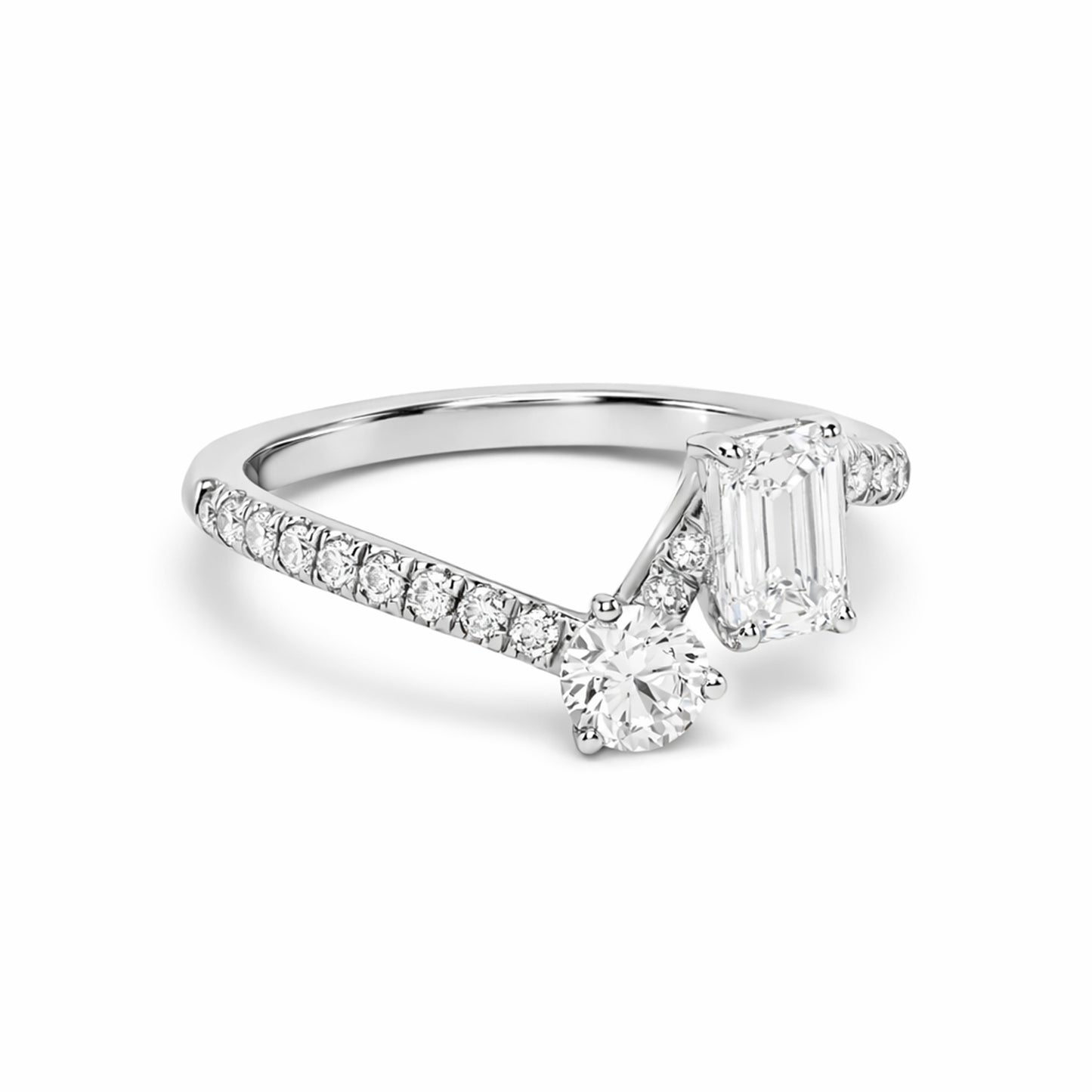 Bague Toi+Moi 0.25ct 0.6ct pavée - Or blanc 18k - diamant éthique - Loyale Paris