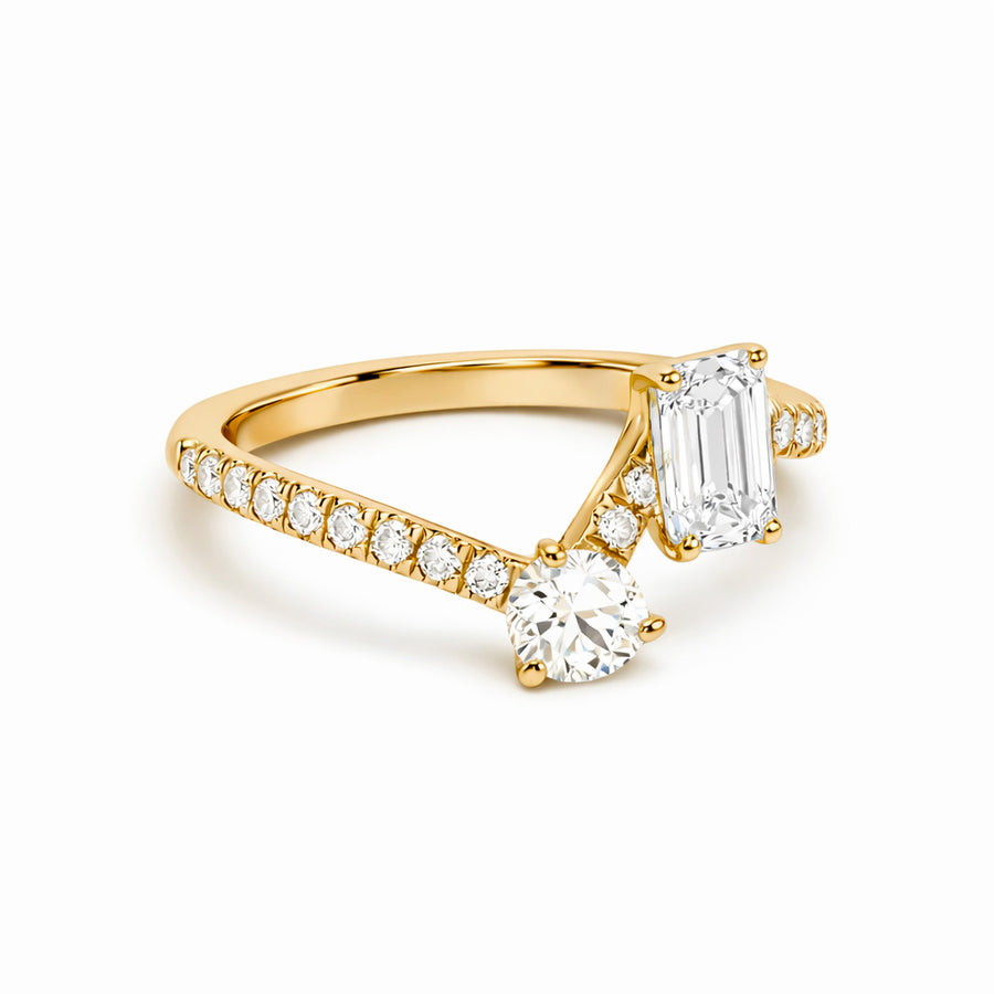 Bague Toi+Moi 0.25ct 0.6ct pavée - Or jaune 18k - diamant éthique - Loyale Paris