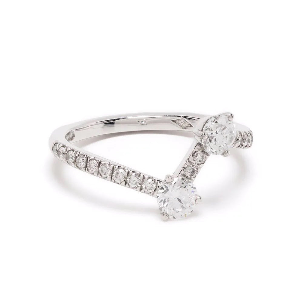 Bague Toi+Moi 0.25ct x2 pavée - Or blanc 18k - diamant éthique - Loyale Paris