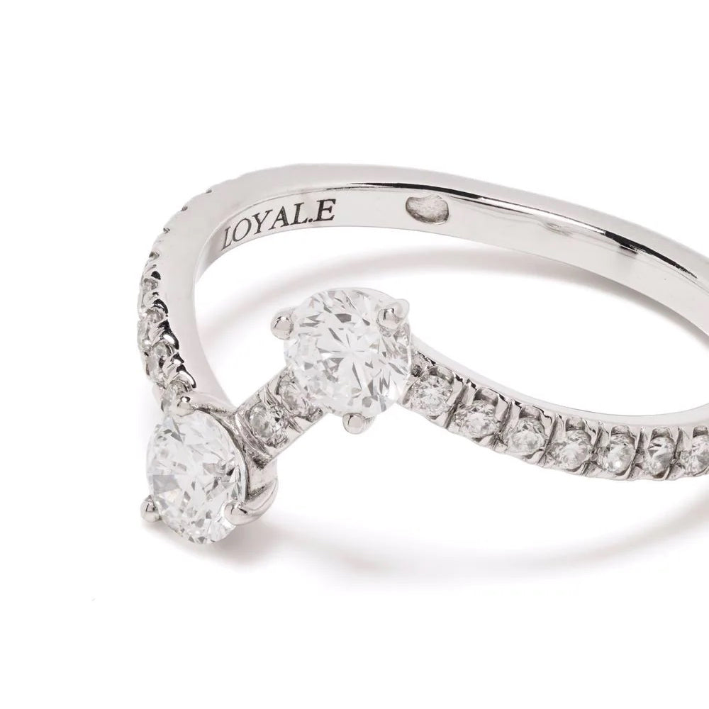 Bague Toi+Moi 0.25ct x2 pavée - Or blanc 18k - diamant éthique - Loyale Paris