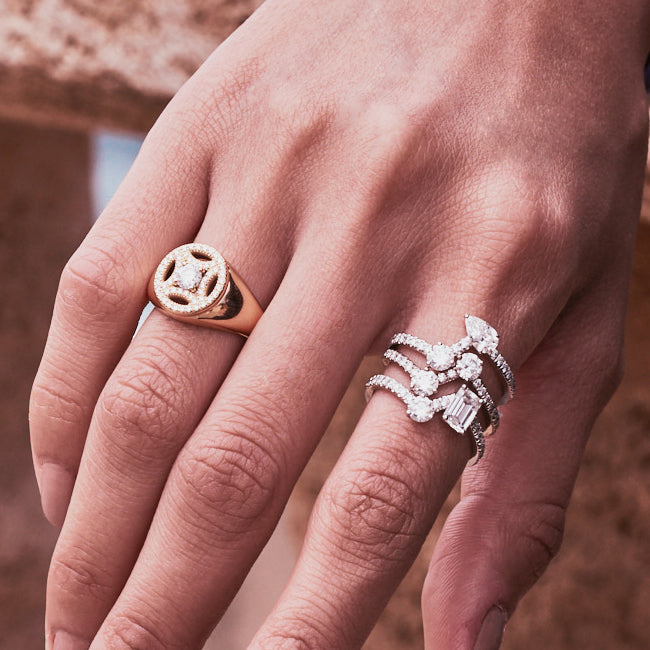 Bague Toi+Moi 0.25ct x2 pavée - Or blanc 18k - diamant éthique - Loyale Paris