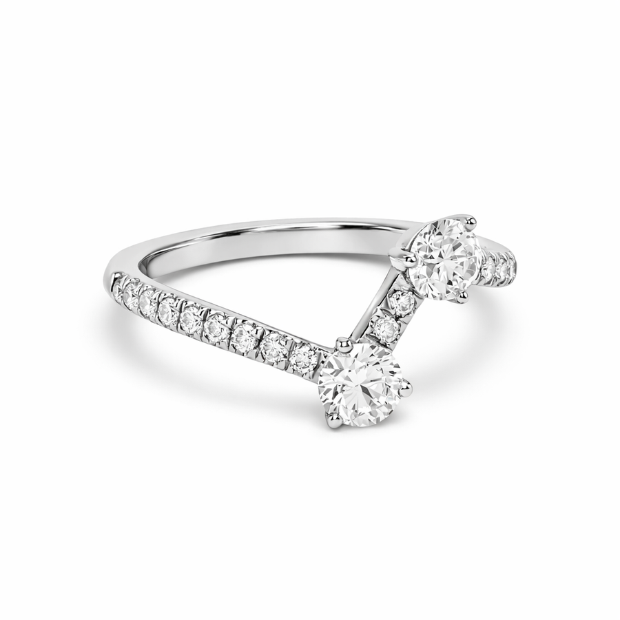 Bague Toi+Moi 0.25ct x2 pavée - Or blanc 18k - diamant éthique - Loyale Paris