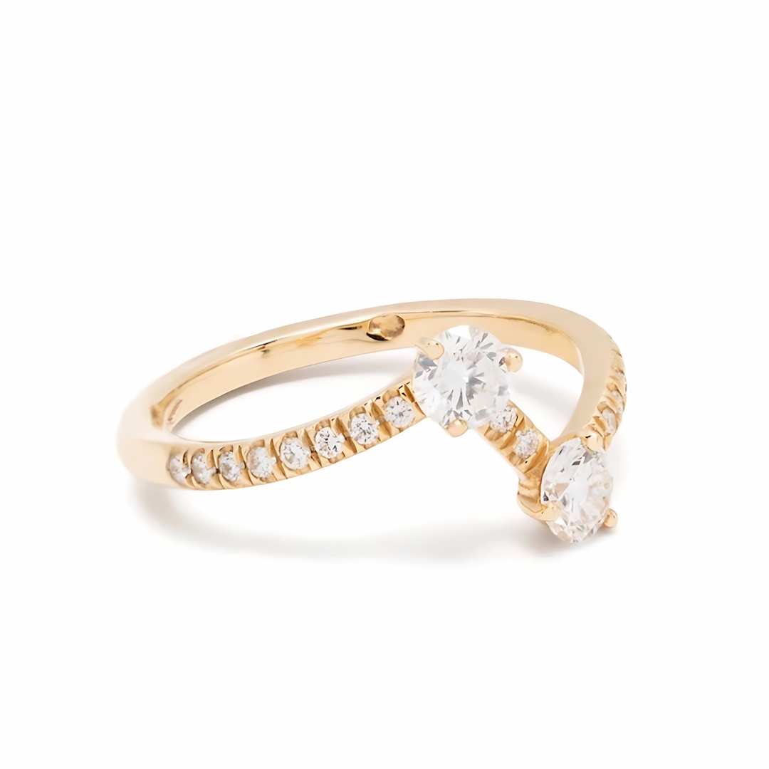 Bague Toi Moi 0.25ct x2 pavée - Or jaune 18k - diamant ethique - Loyale Paris - 1