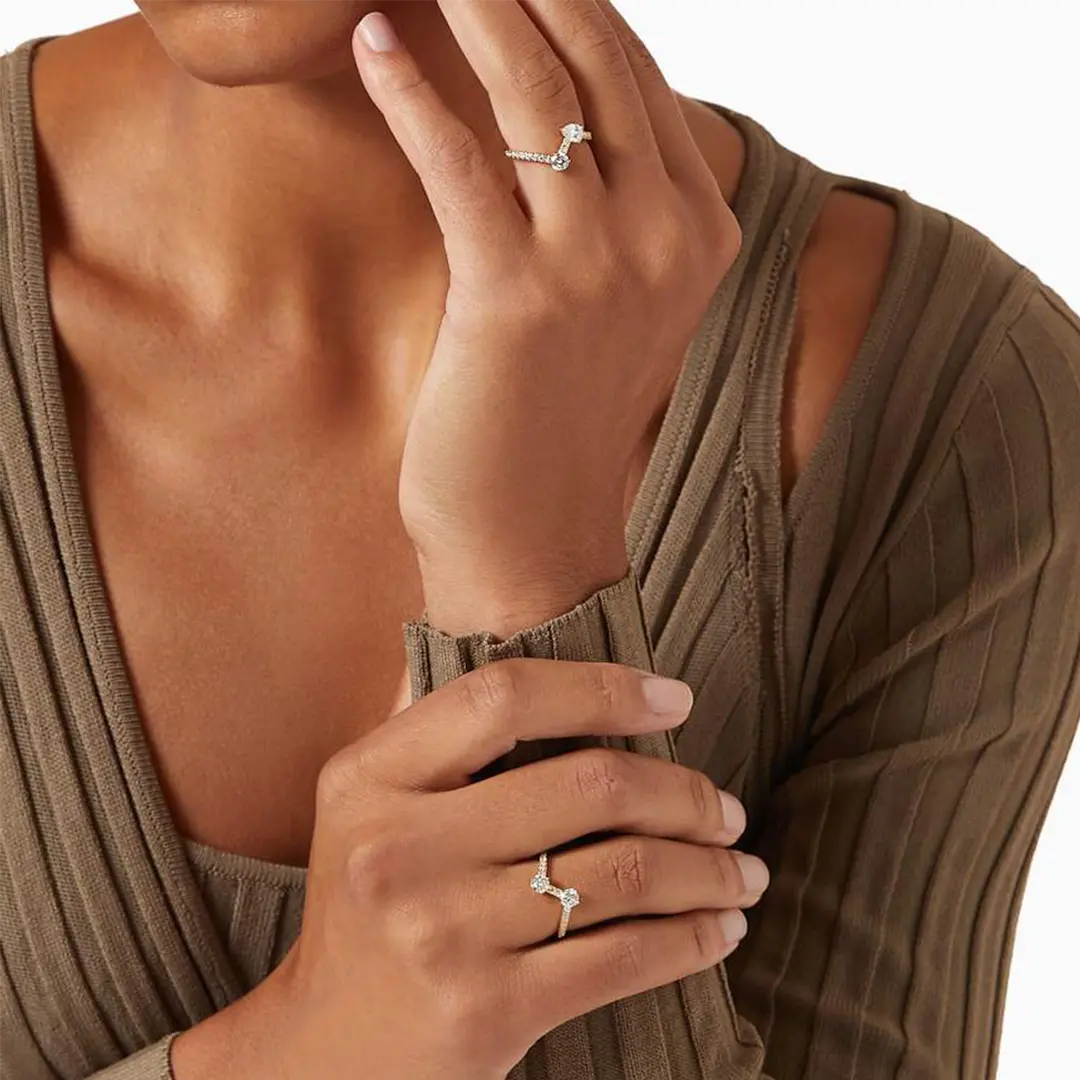 Bague Toi+Moi 0.25ct x2 pavée - Or jaune 18k - diamant éthique - Loyale Paris