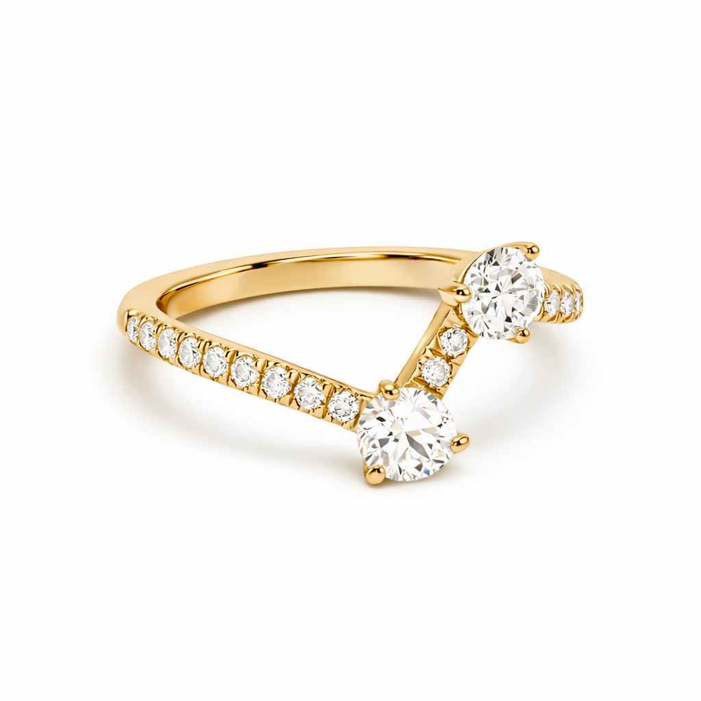 Bague Toi Moi 0.25ct x2 pavée - Or jaune 18k - diamant ethique - Loyale Paris - 1