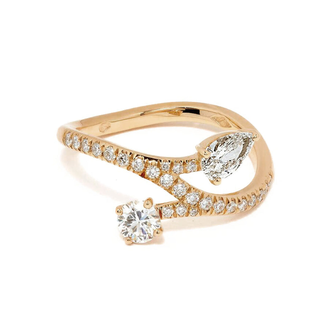 Bague Toi+Moi Toujours 0.25ct 0.35ct pavée - Or jaune 18k - diamant éthique - Loyale Paris