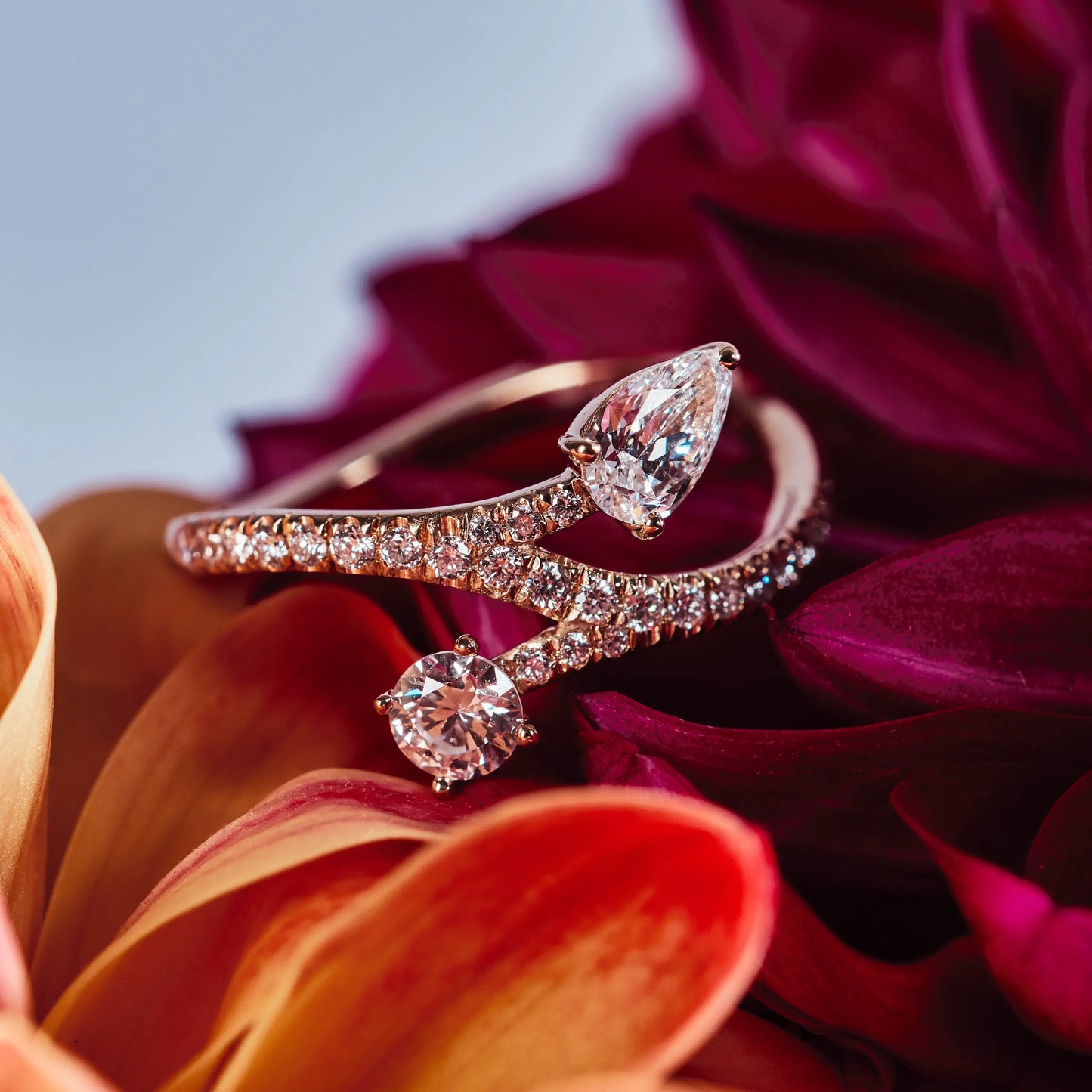 Bague Toi+Moi Toujours 0.25ct 0.35ct pavée - Or jaune 18k - diamant éthique - Loyale Paris