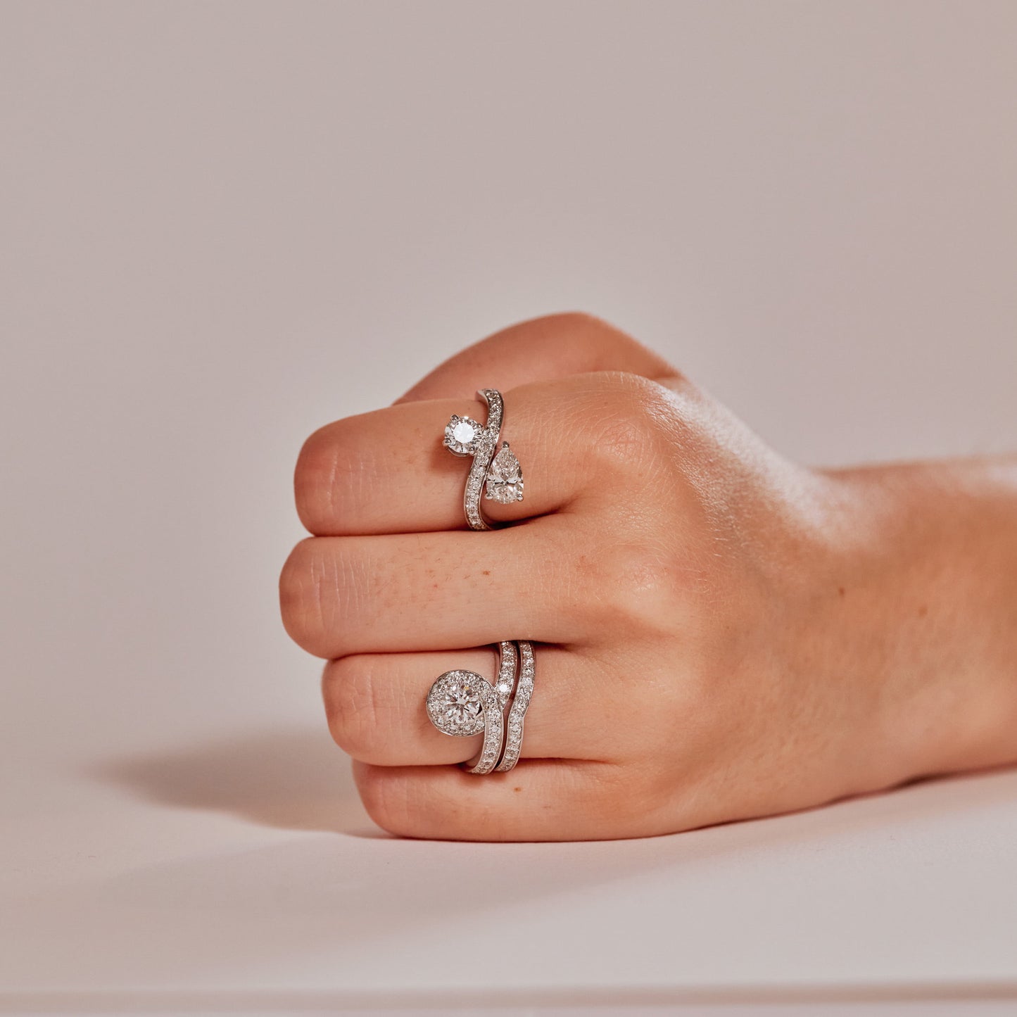 Bague Toi Moi eternelle 0.5ct Brillant 0.7ct Poire pavée - Or blanc 18k - diamant ethique - Loyale Paris - 6